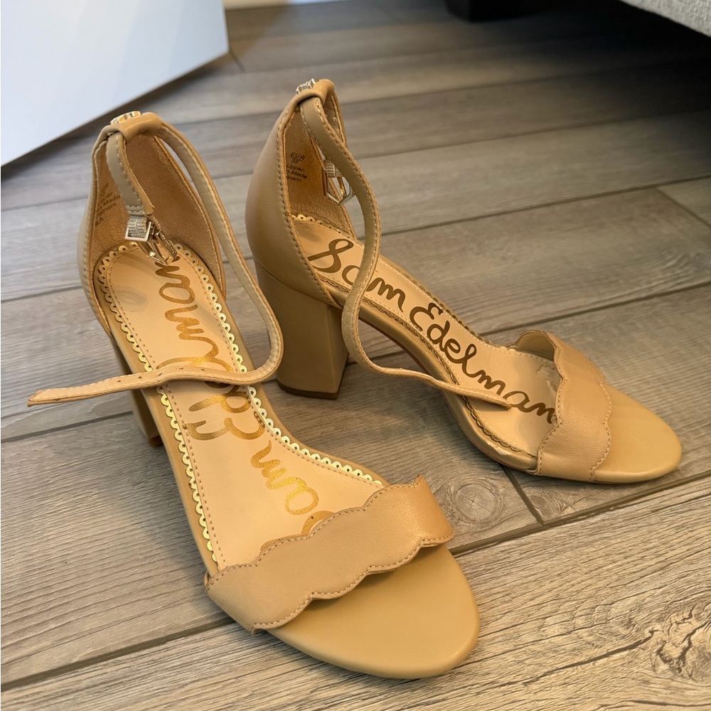Sam Edelman Beige Block Heel Sandals